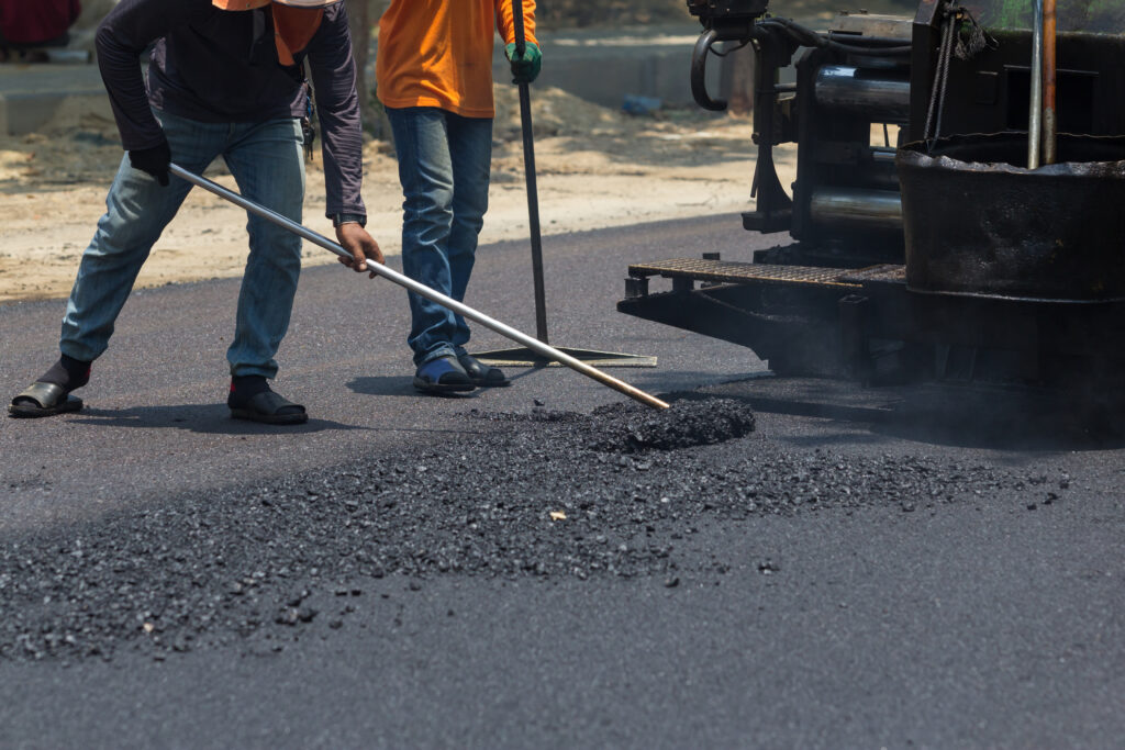 Worker working in roadwork site